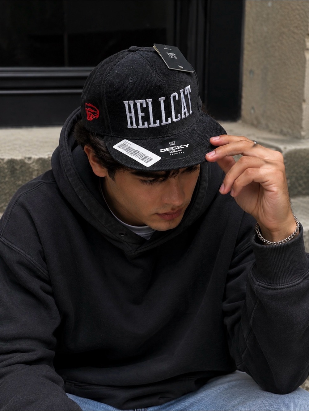 Decky Hellcat Black Corduroy Snapback Hat